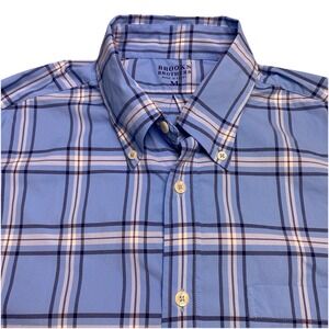 Brooks Brothers Shirt M Mens L/S Button Down Performance Blue Plaid VGUC